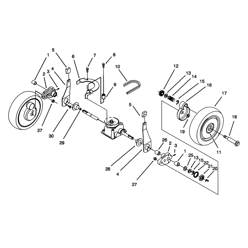 Rear Axle and Wheel Assembly
