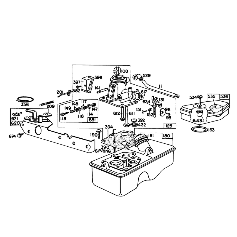 Briggs and Stratton Carburetor Assembly Model 92908-2053-01 for 21in Hand Propelled Model 16310