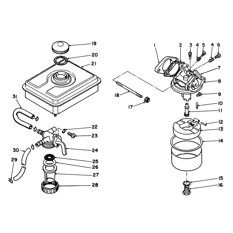 Fuel Tank & Carburetor Assembly