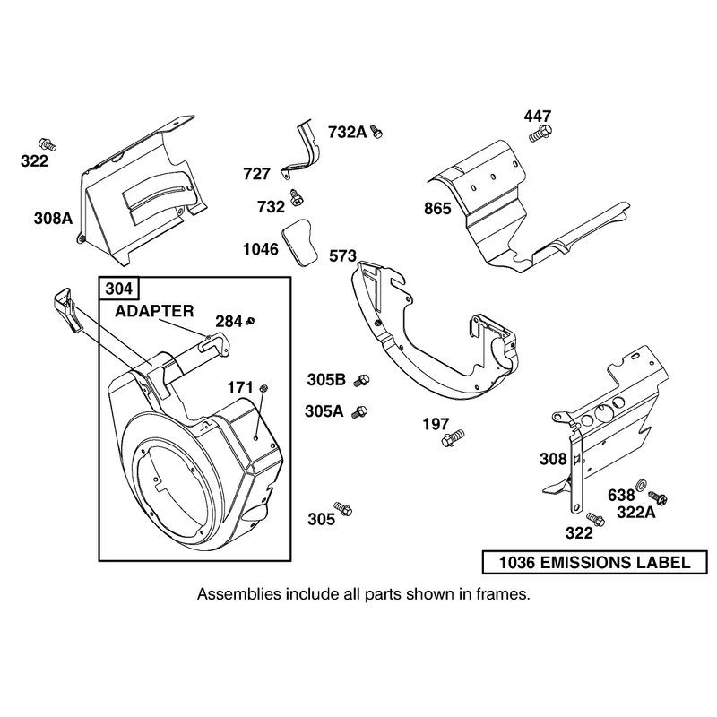 Blower Housing and Cover Assembly Briggs and Stratton 303447-1314-E1