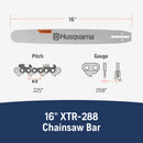 Husqvarna 596689160 X-Tough 16 Inch Laminated Chainsaw Bar, 3/8" Pitch .058" Gauge, 60 Drive Links