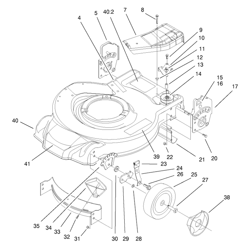 Housing Handle Brackets and Wheel Assembly