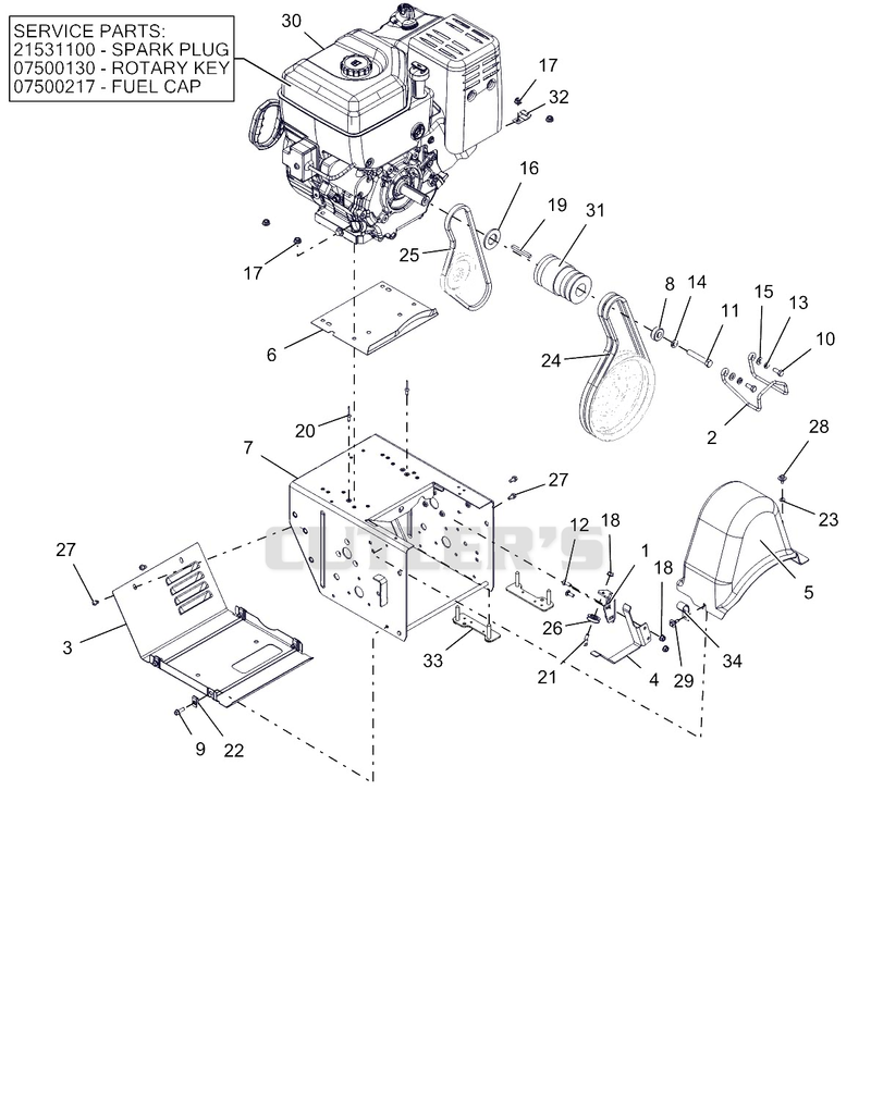 Engine, Frame And Belt - Track