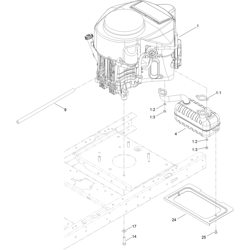 Engine and Muffler Assembly