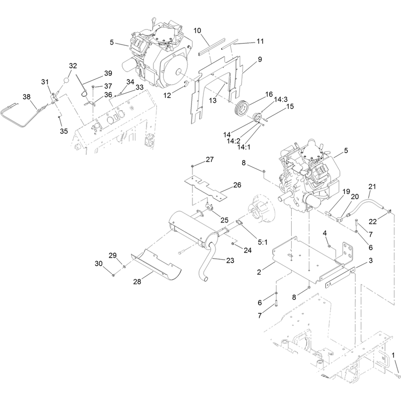 Engine Exhaust and Control Lever Assembly