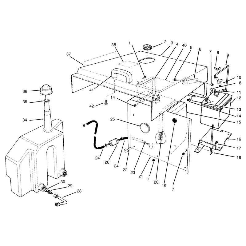Hood Fuel Tank and Hydraulic Reservoir Assembly