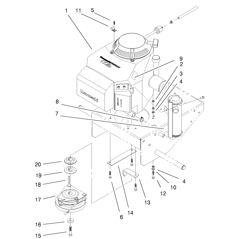 Engine and Muffler Assembly