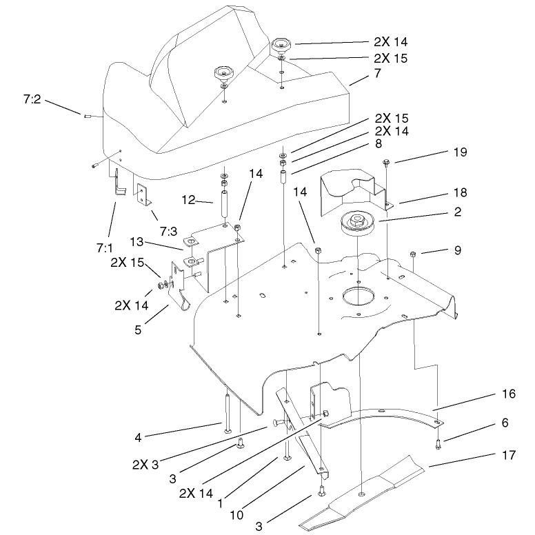 44 Inch Deck Components Assembly