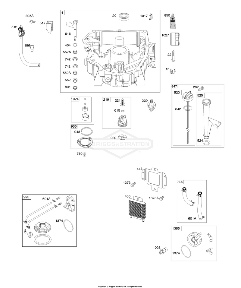 Engine Sump, Oil Cooler, Dipstick/Tube Assembly