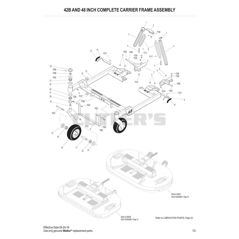 42B AND 48 INCH COMPLETE CARRIER FRAME ASSEMBLY