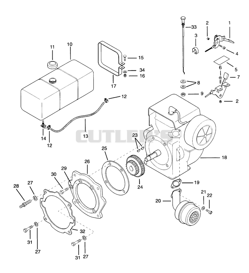 FUEL AND EXHAUST SYSTEM - 8 & 12HP