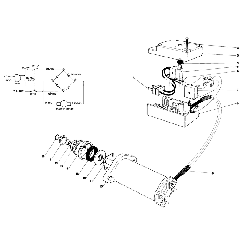 Starter Motor & Switch Assembly (model 38130)