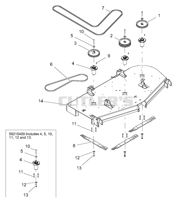 72 Inch Deck Belts, Blades and Spindles