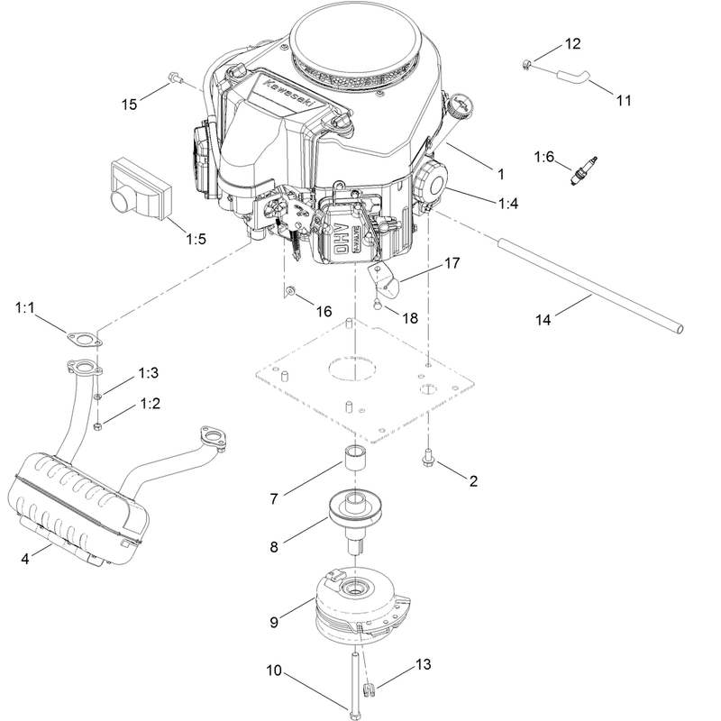 Engine Muffler and Clutch Assembly