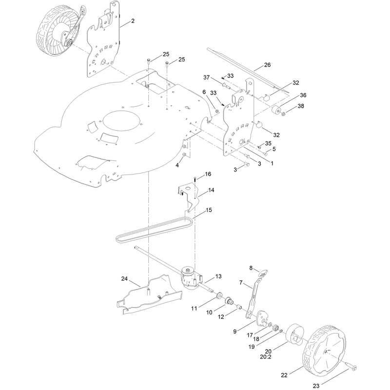 Rear Wheel and Height of Cut Assembly