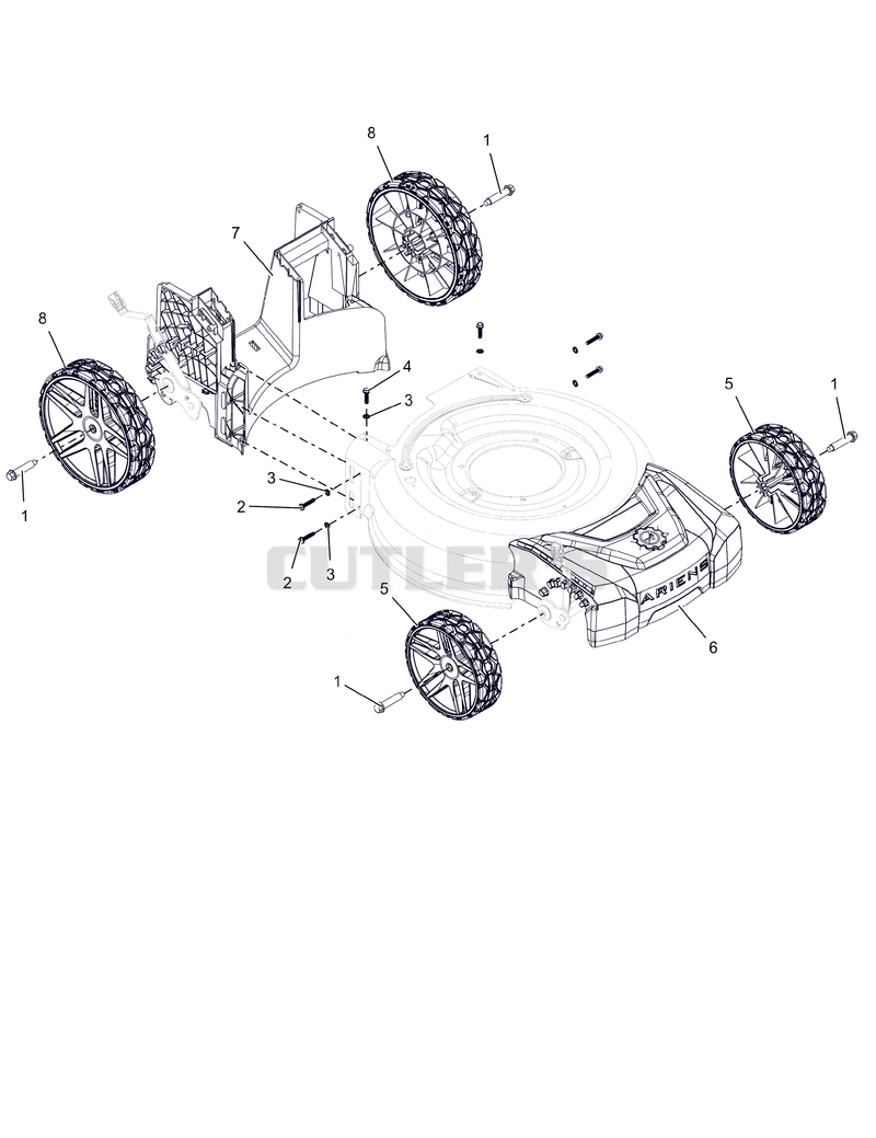 Wheels, Front Cover and Baffles