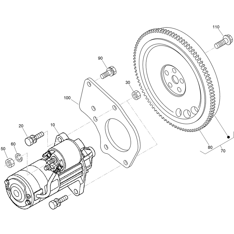 Starter and Flywheel Assembly