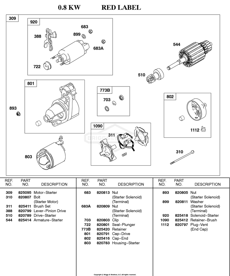Starter Motor, 0.8KW     RED LABEL