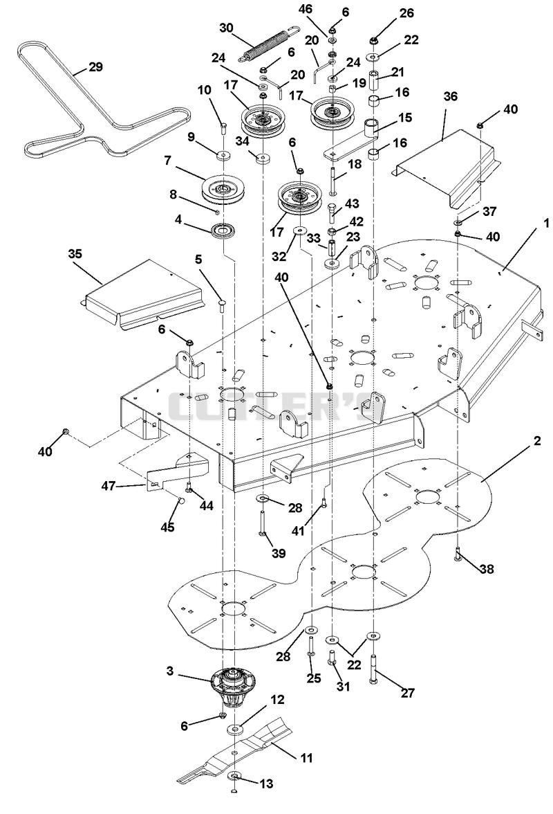 Mower Deck, Belts, Idlers and Blades
