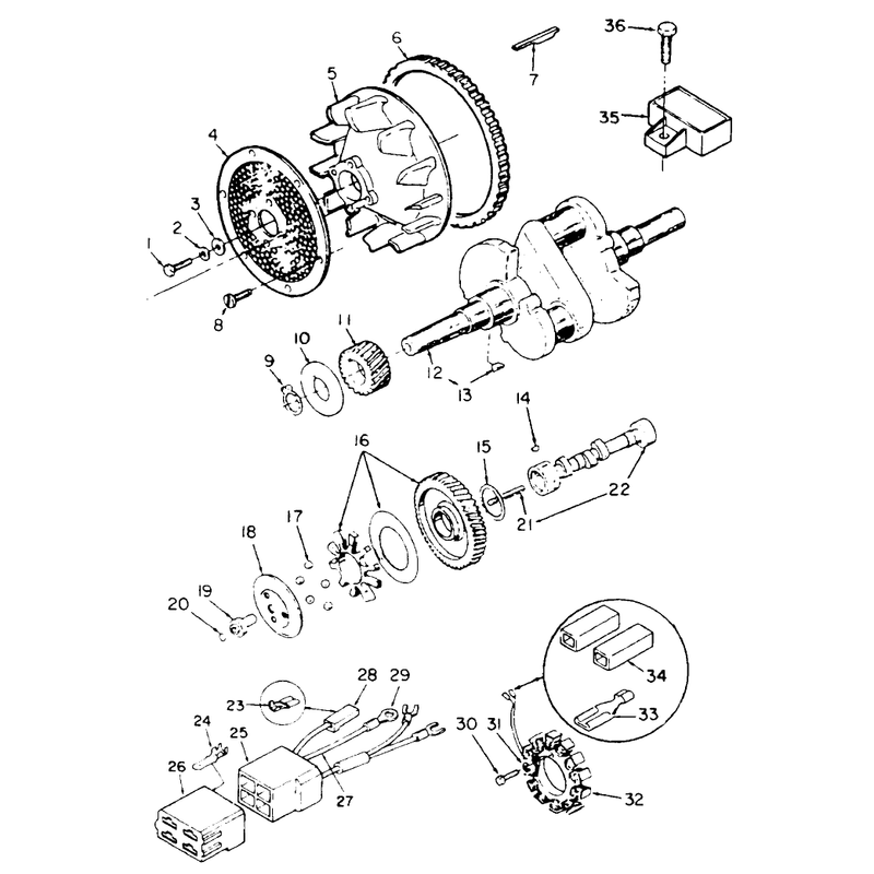 Blower and Crankshaft Onan P220g Type 110808g