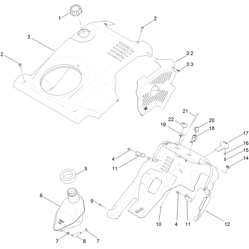 Shroud and Gas Tank Assembly