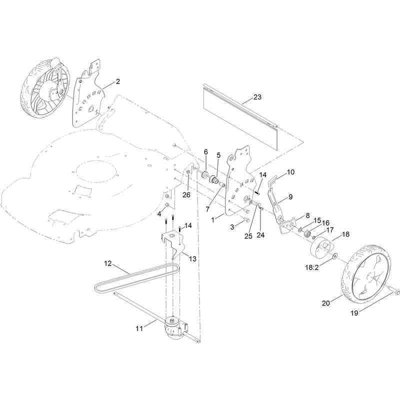 Rear Wheel and Height of Cut Assembly