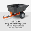 Husqvarna 584401901 DC1000p 12.5 Poly Swivel Utility Dump Cart, Lawn Mower Attachments with 1,250-Lb. Weight Capacity