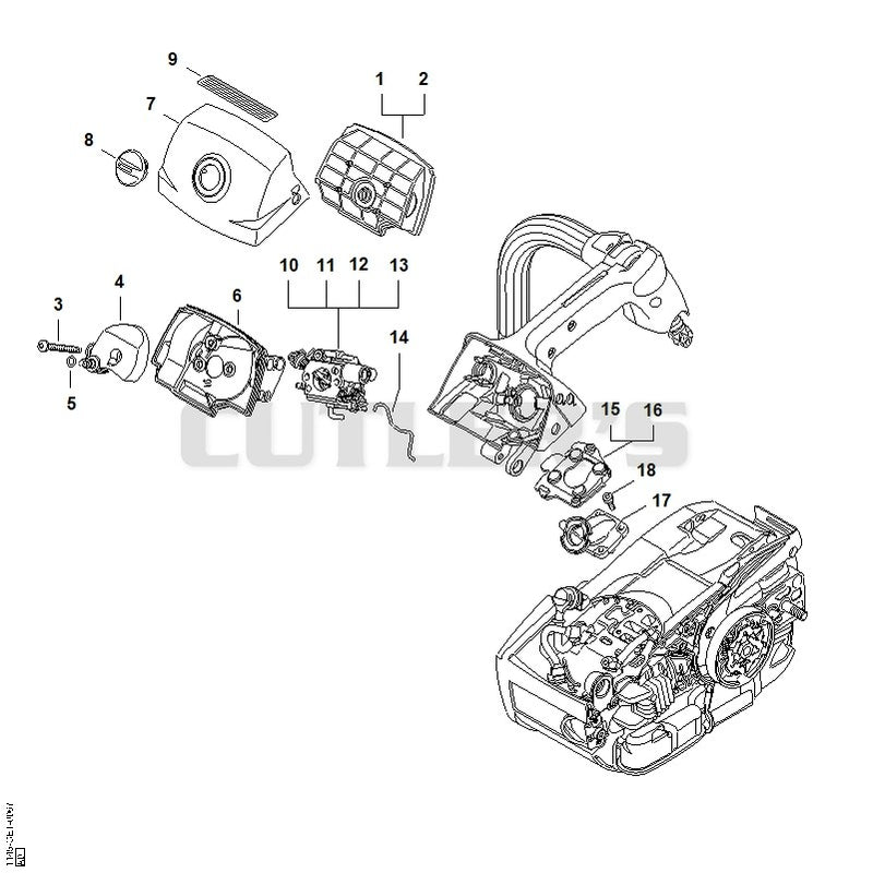 Air filter, Carburetor box cover