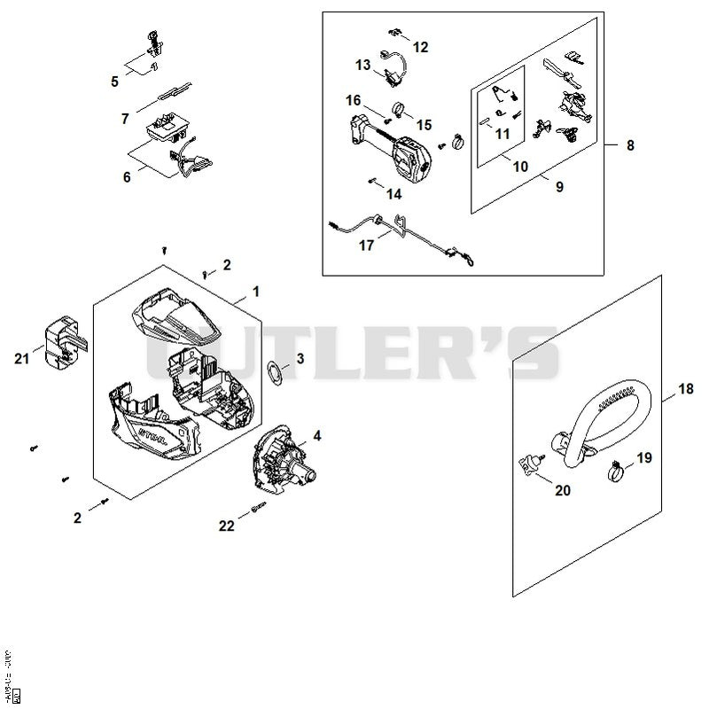 Electric motor, Motor housing, Control handle