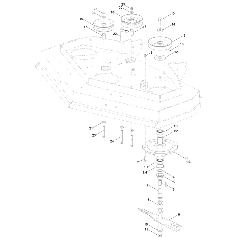 48 Inch Deck Spindle and Pulley Assembly