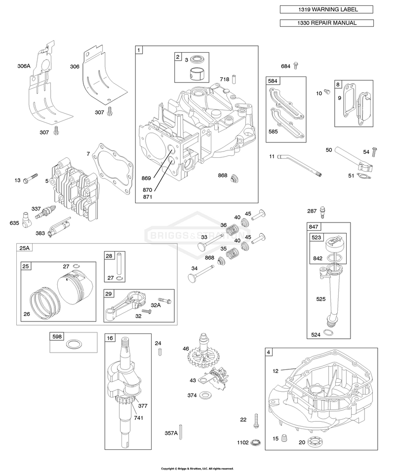 Camshaft, Crankshaft, Cylinder, Engine Sump, Lubrication, Piston Group, Valves