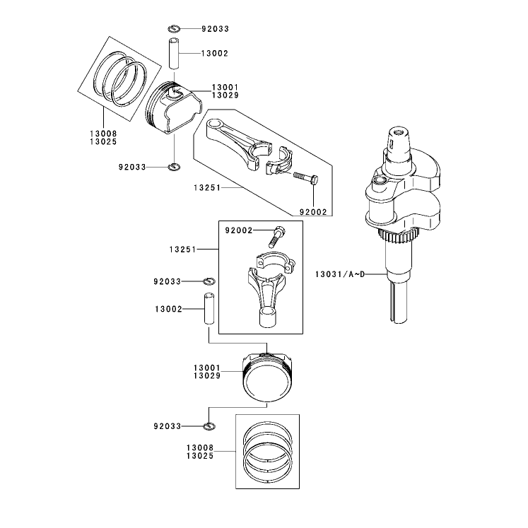 PistonCrankshaft Assembly Kawasaki FH680V-CS10