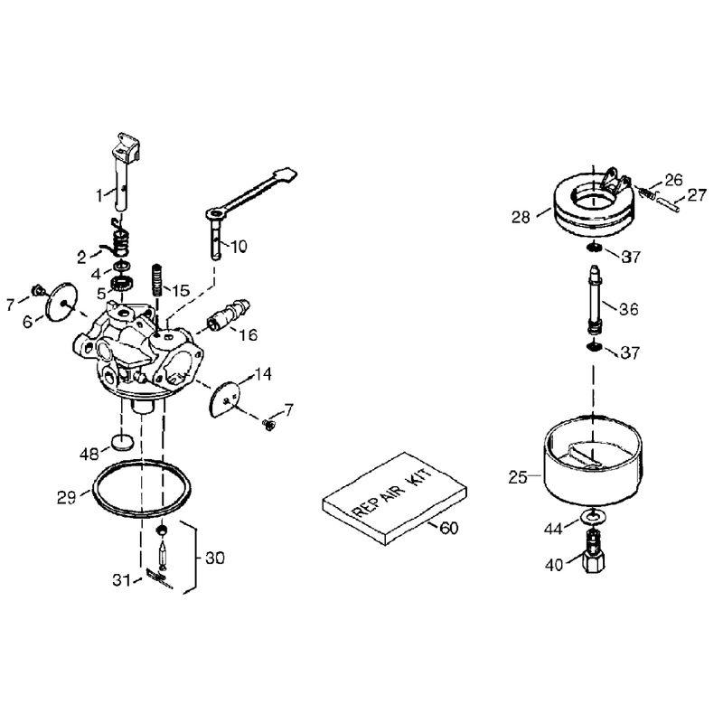 Carburetor Assembly No. 640086  Tecumseh Hsk635 Type 1723c