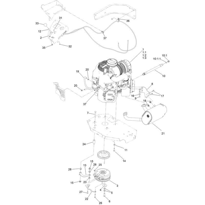 Engine Clutch and Muffler Assembly