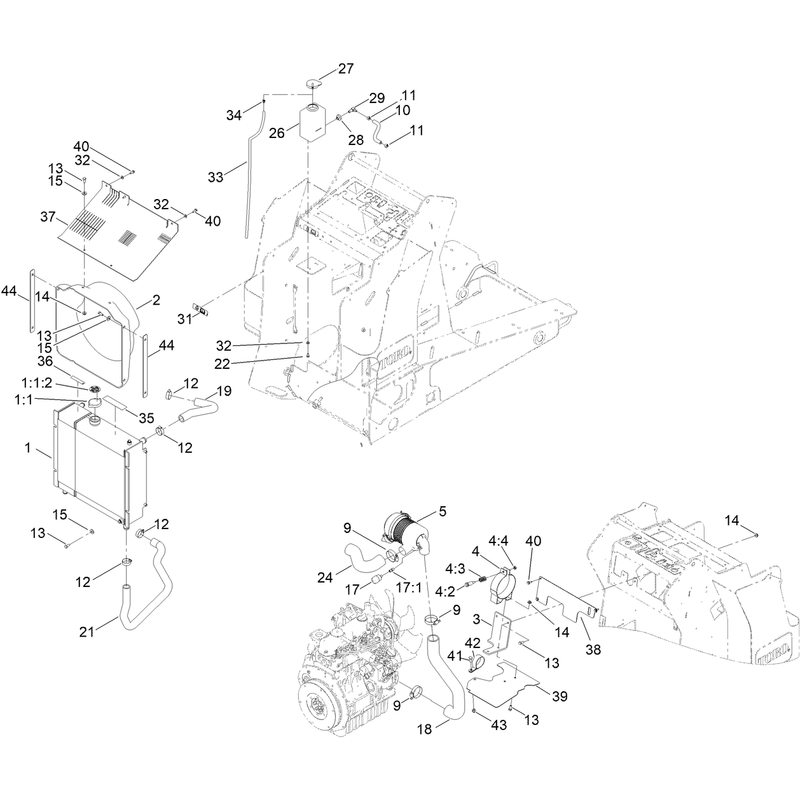 Radiator and Air Cleaner Assembly