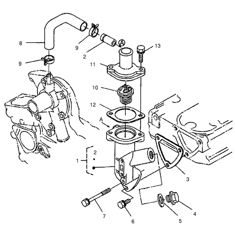 Water Flange and Thermostat Assembly