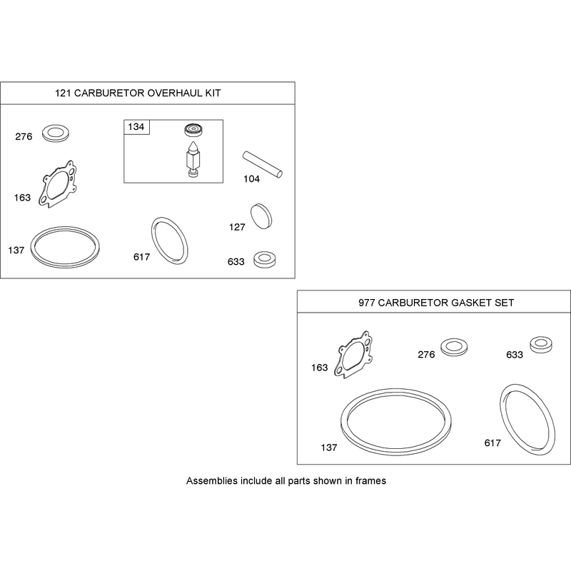 Carburetor Overhaul Kit Briggs and Stratton 12H807-2038-B1