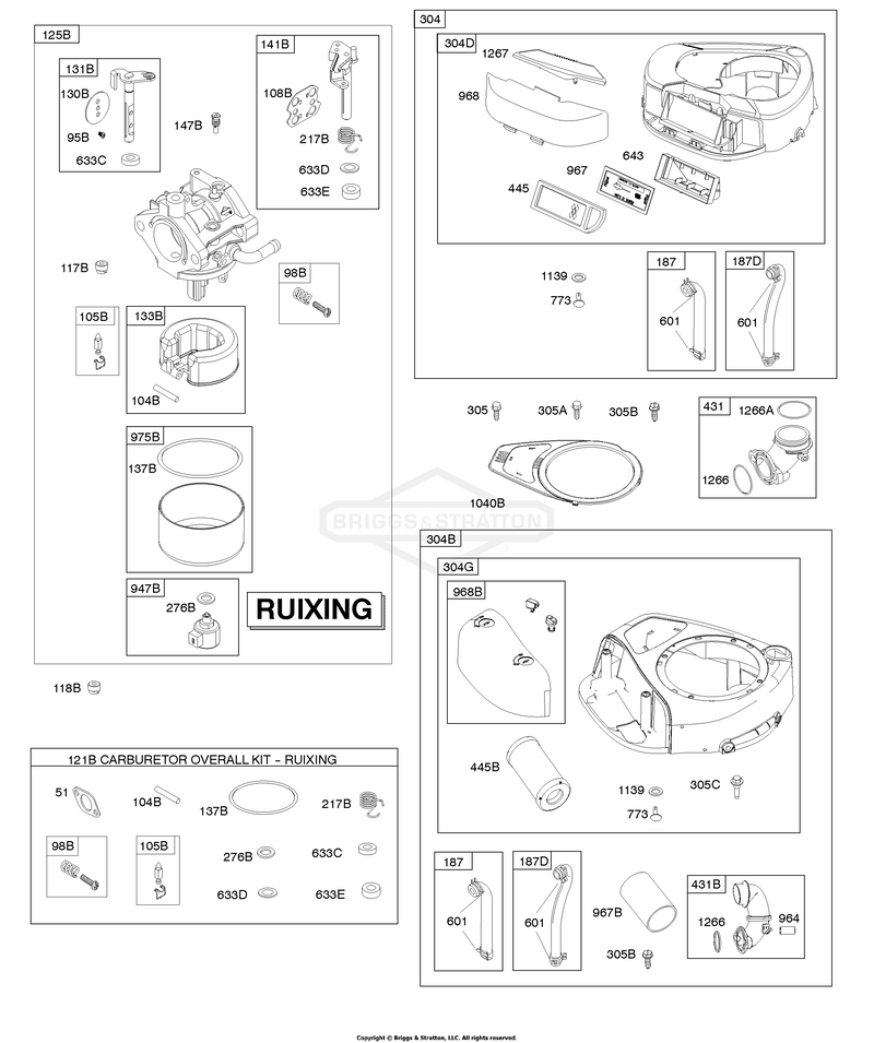 Air Cleaner, Blower Housing, Carburetor - Ruixing
