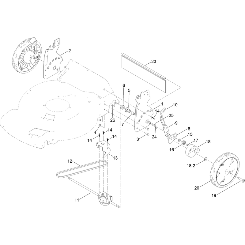 Rear Wheel and Height of Cut Assembly