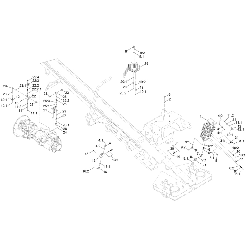 9 Section and 4 Spool Hydraulic Valve Assembly
