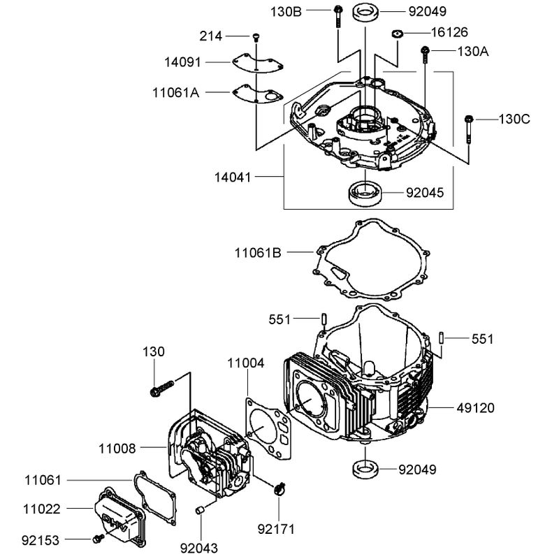 Cylinder and Crankcase Assembly Kawasaki FJ180V-AS31
