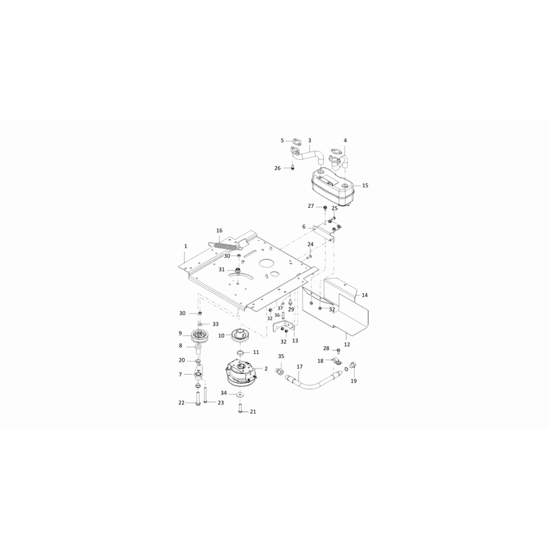 ENGINE MOUNTING, GUARDS AND MUFFLER