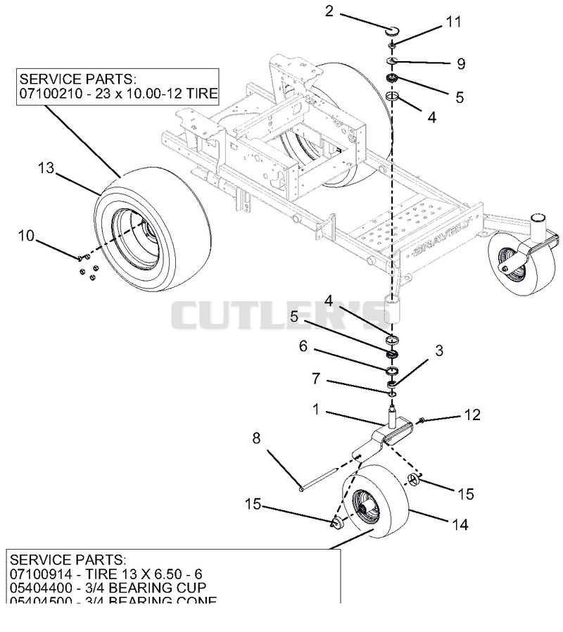 Casters And Tires - 52" And 60" - SN 030000 - 039999