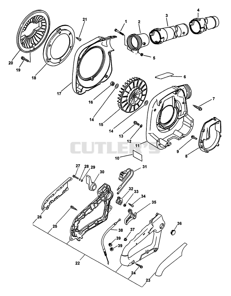 Fancase, Blower Pipes, Handle, Stop Switch, Throttle