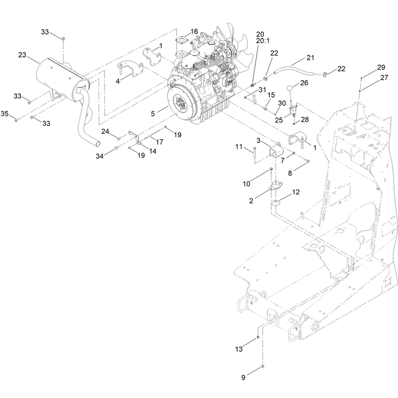 Engine Mount and Muffler Assembly
