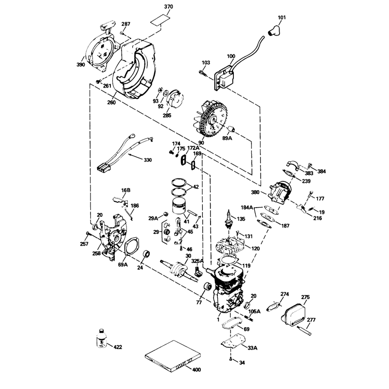 Engine Tecumseh Model No. Hsk600 Type 1669r (model 38175 Only, Serial #4900101 Thru 4906609)