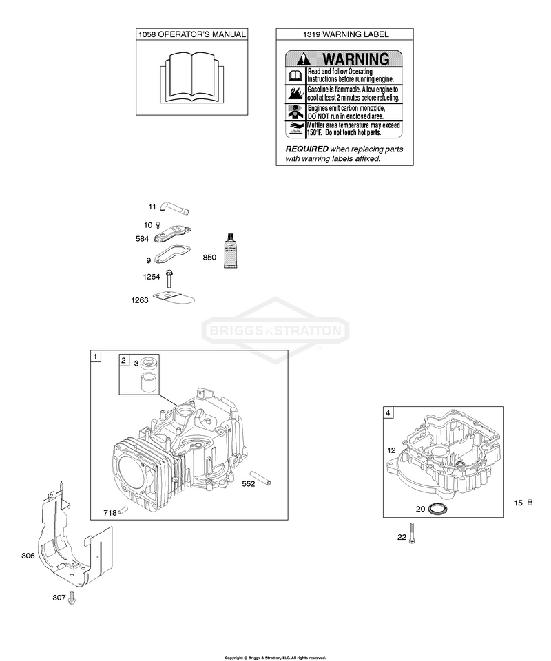 Cylinder, Engine Sump, Operator's Manual, Warning Label