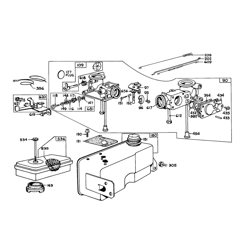 Carburetor Air Cleaner and Gas Tank Assembly