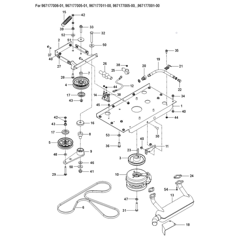 ENGINE MOUNTING, GUARDS AND MUFFLER