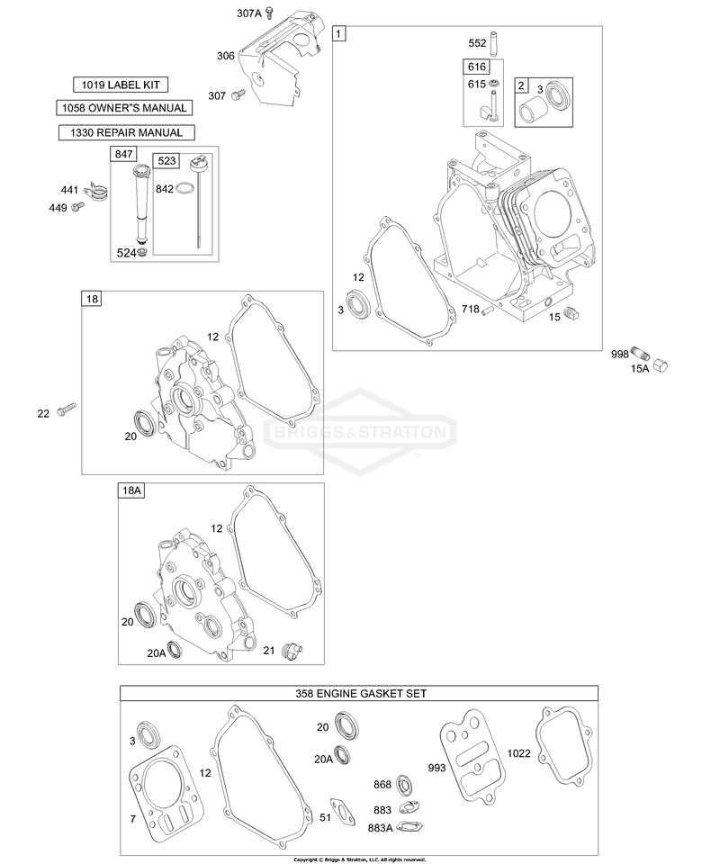 Crankcase Cover/Sumps, Cylinder Group, Kits/Gaskets - Engine, Oil Group